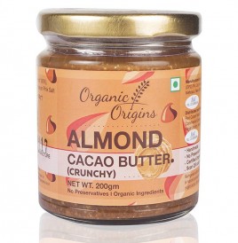 Organic Origins Almond Cacao Butter. (Crunchy)  Glass Jar  200 grams